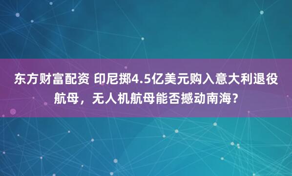 东方财富配资 印尼掷4.5亿美元购入意大利退役航母，无人机航母能否撼动南海？