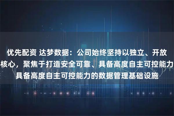 优先配资 达梦数据:公司始终坚持以独立、开放、兼容的技术路径为核心,聚焦于打造安全可靠、具备高度自主可控能力的数据管理基础设施